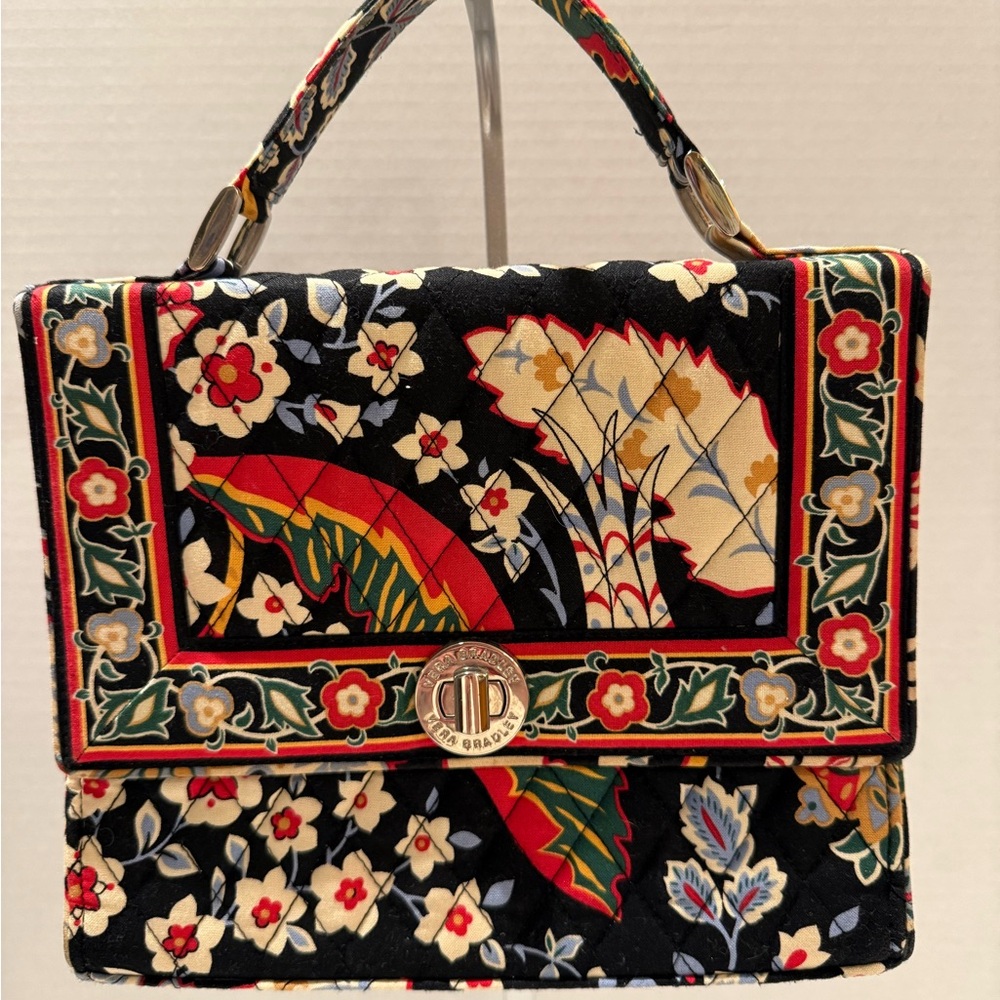 Vera Bradley Satchel Handbag Versailles Julia Turn Lock Purse Tote
